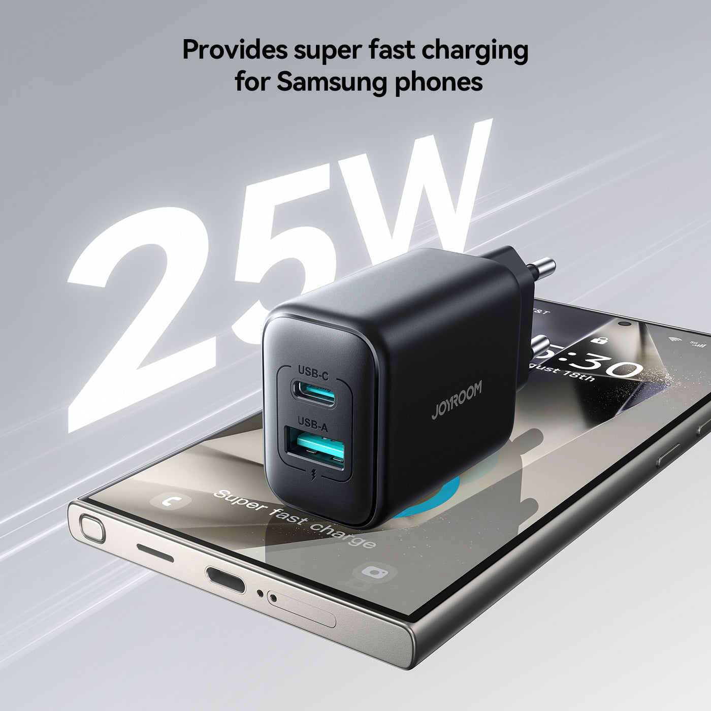 JR-TCF13 25W Dual-Port (A+C) Charger-Black (EU)