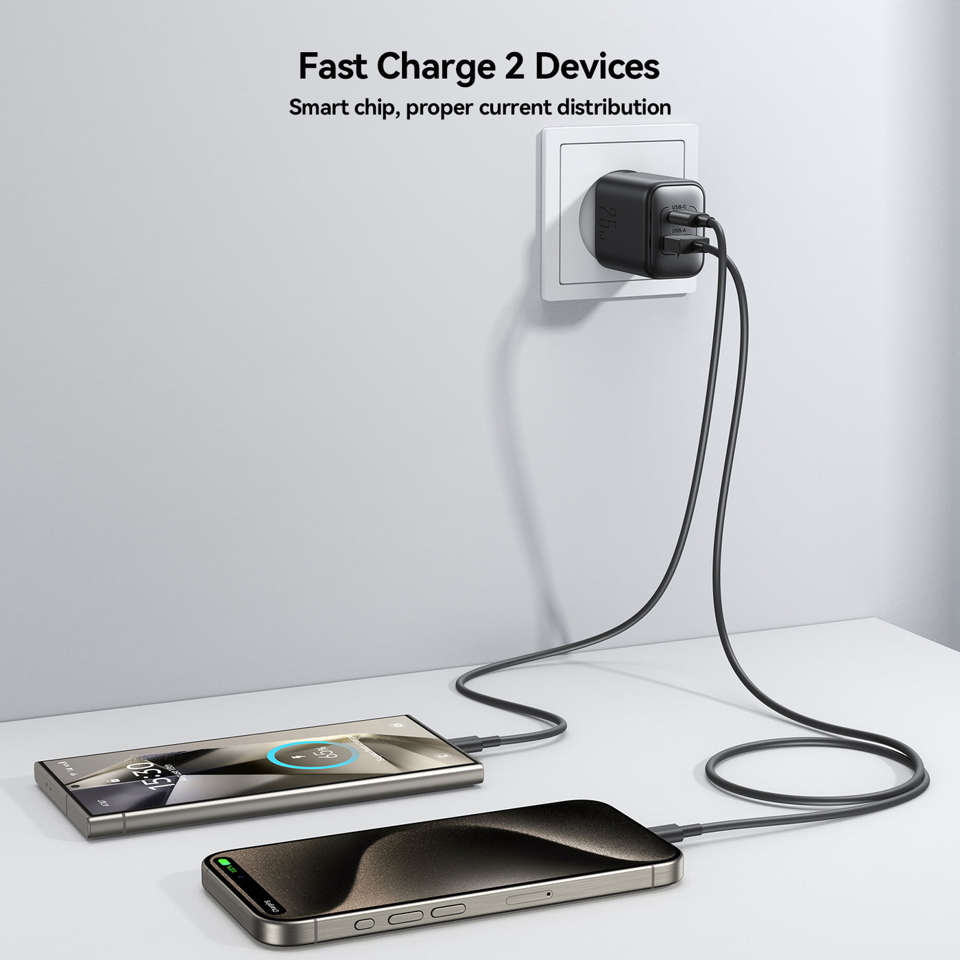 JR-TCF13 25W Dual-Port (A+C) Charger-Black (EU)