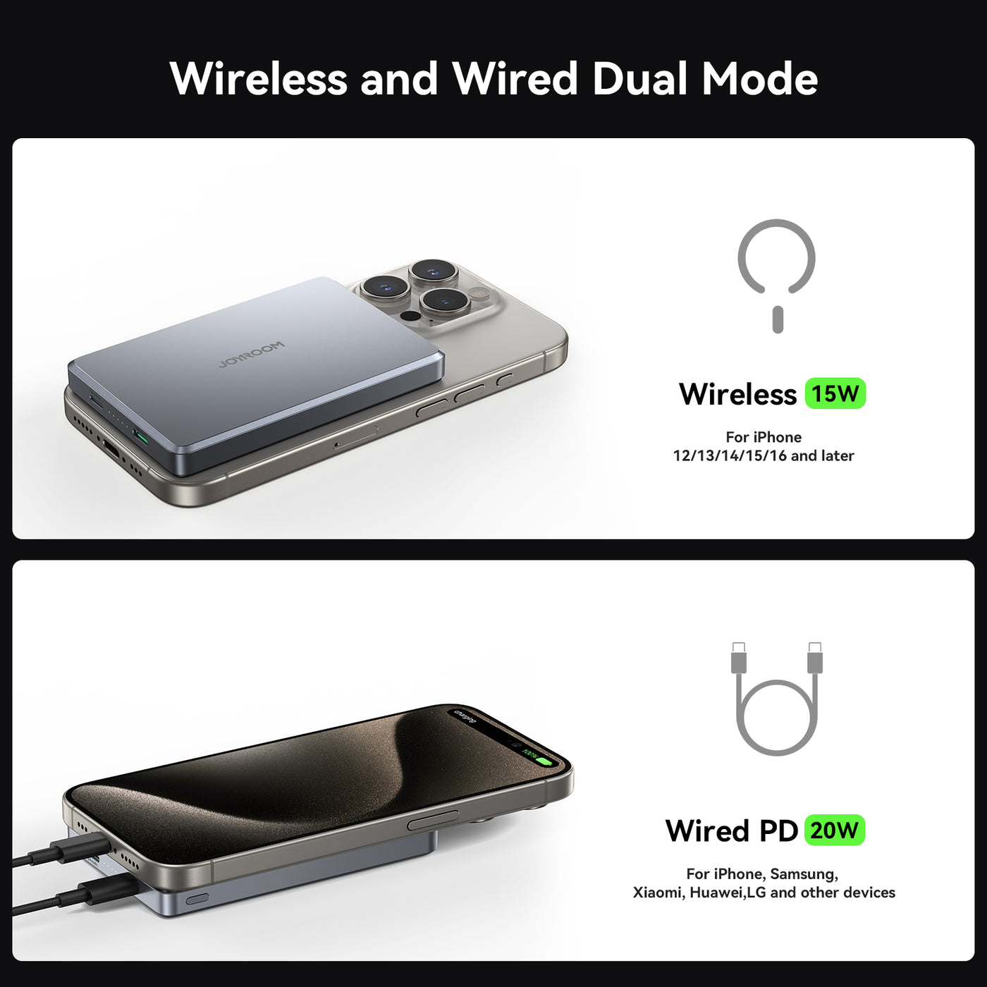 JR-PBM08 Pro 20W magnetic wireless power bank 10000mAh