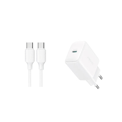 JR-TCF20 PD 20W Charger-White (EU/UK)+C to C/C to L Cable 1m