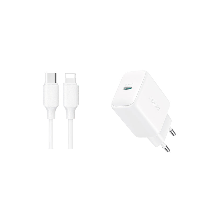 JR-TCF20 PD 20W Charger-White (EU/UK)+C to C/C to L Cable 1m