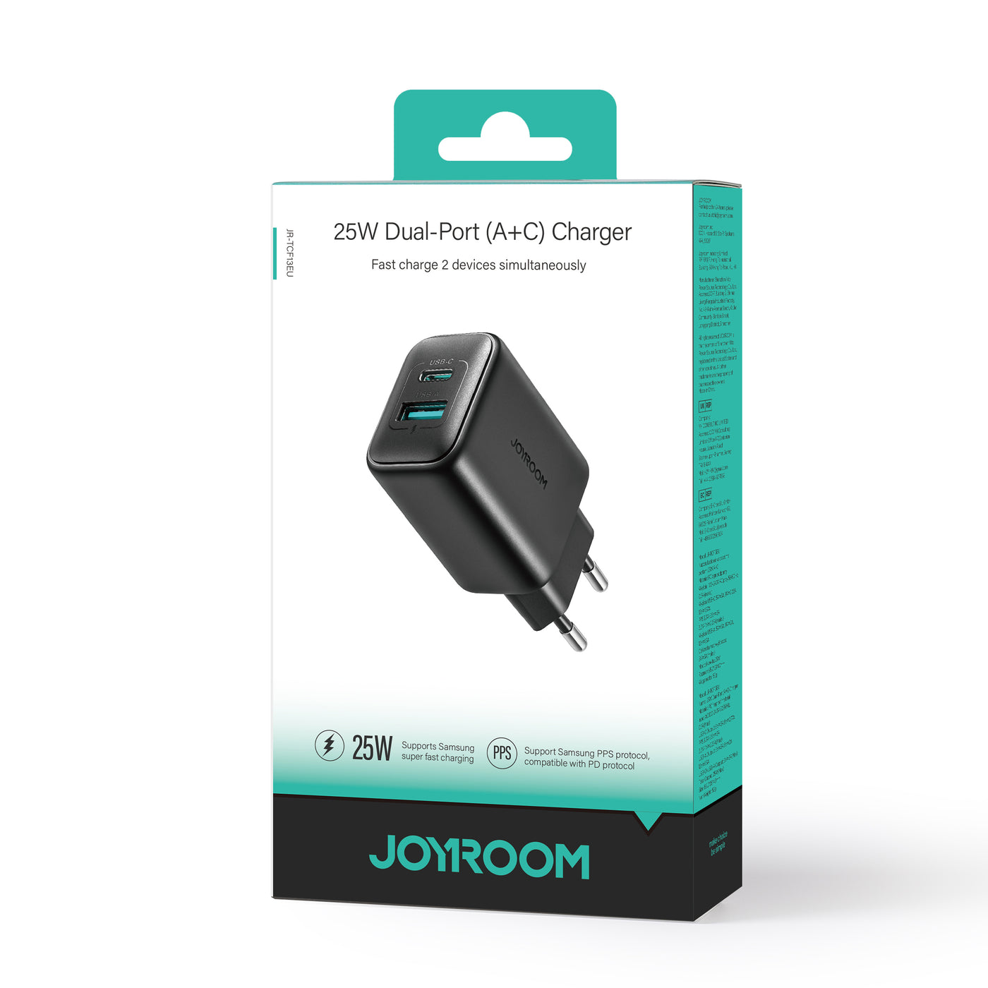 JR-TCF13 25W Dual-Port (A+C) Charger-Black (EU)