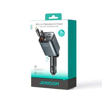 JR-CCL05 30W 4-in-1 Retractable Cable Car Charger