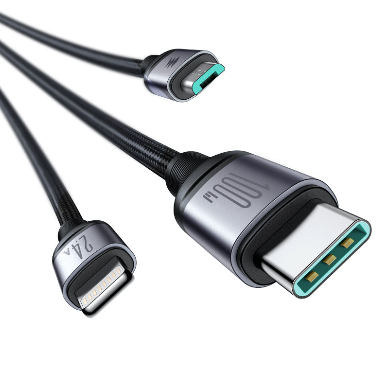 SA21-1T3 Speedy Series 100W 3-in-1 Fast Charging Cable ( L+C+M) 1.2m-Black