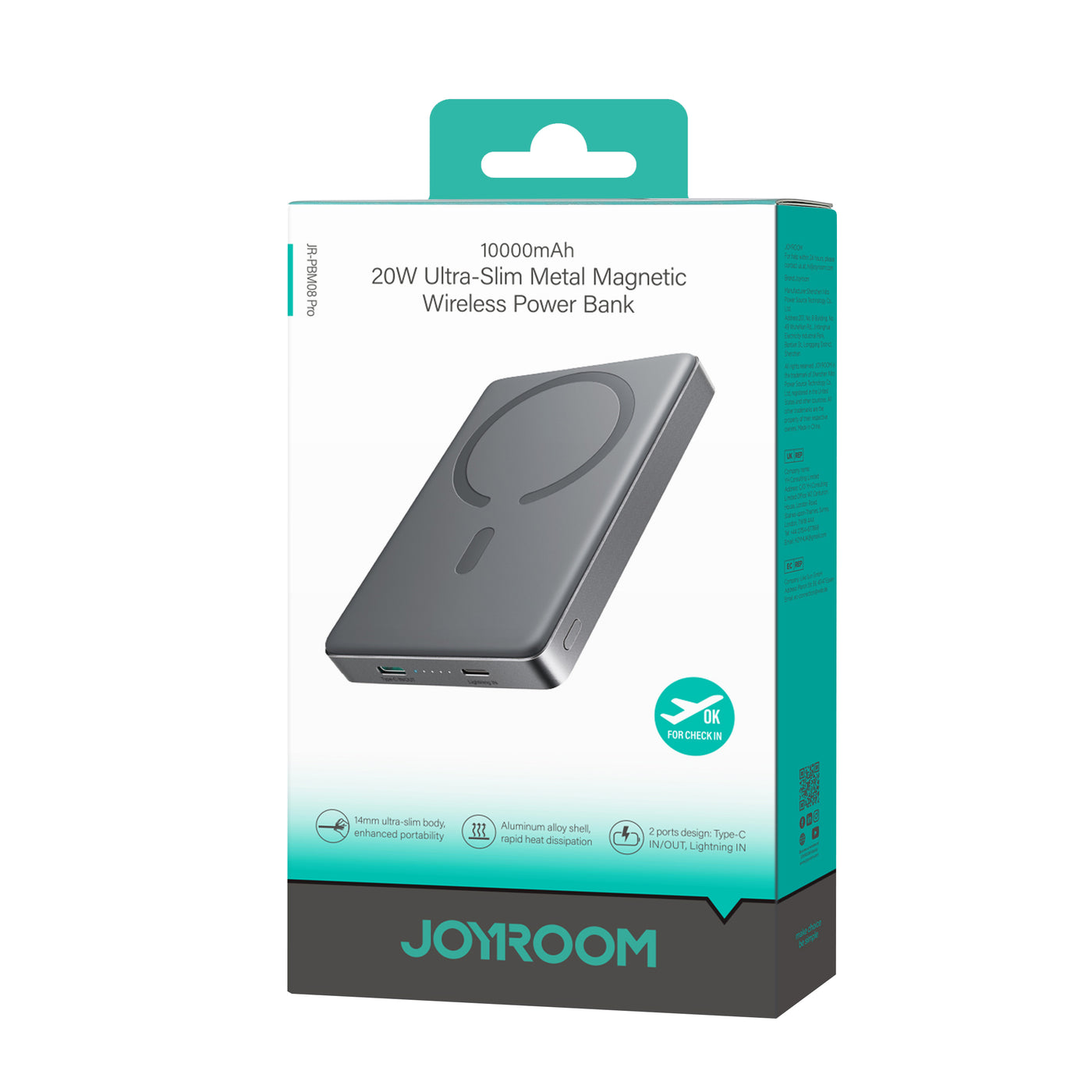 JR-PBM08 Pro 20W magnetic wireless power bank 10000mAh