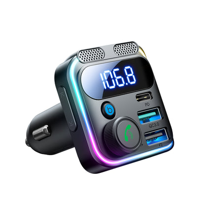 JR-CCB01 48W Dual-Mic Car Wireless FM Transmitter-Black