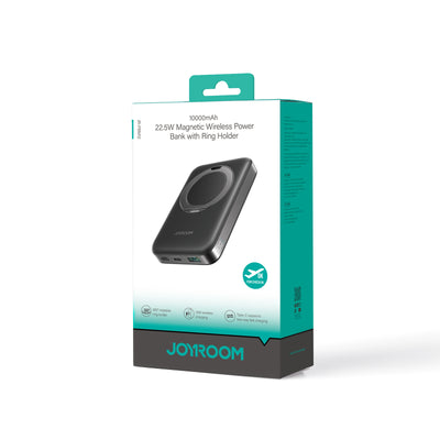 JR-PBM12 22.5W Magnetic Wireless Power Bank with Ring Holder 10000mAh-Black