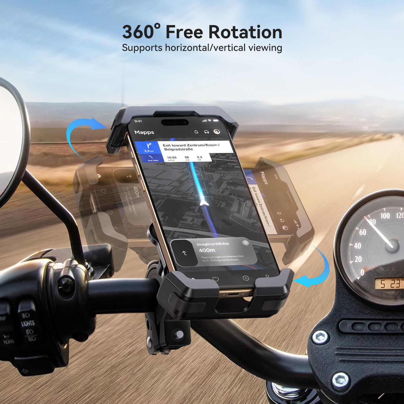 JR-ZS428 Shockproof Bike Phone Mount-Black