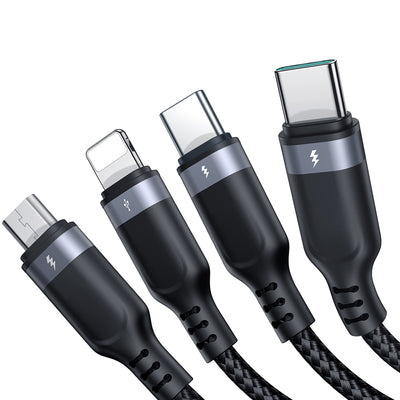 S-1T4018A18 Multi-Use 3.5A Lightning*2+Type-C+Micro4-in-1 Data Cable 1.2m-Black