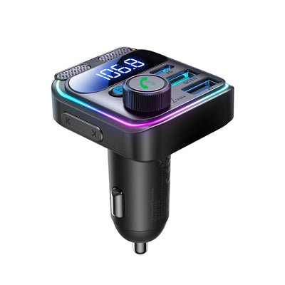 JR-CCB01 48W Dual-Mic Car Wireless FM Transmitter-Black