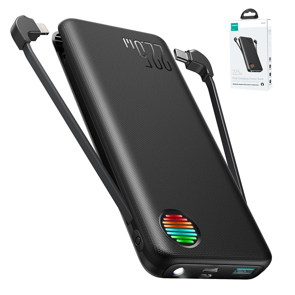 JR-L015 22.5W Power Bank with Dual Cables 10000mAh/20000mAh-Black