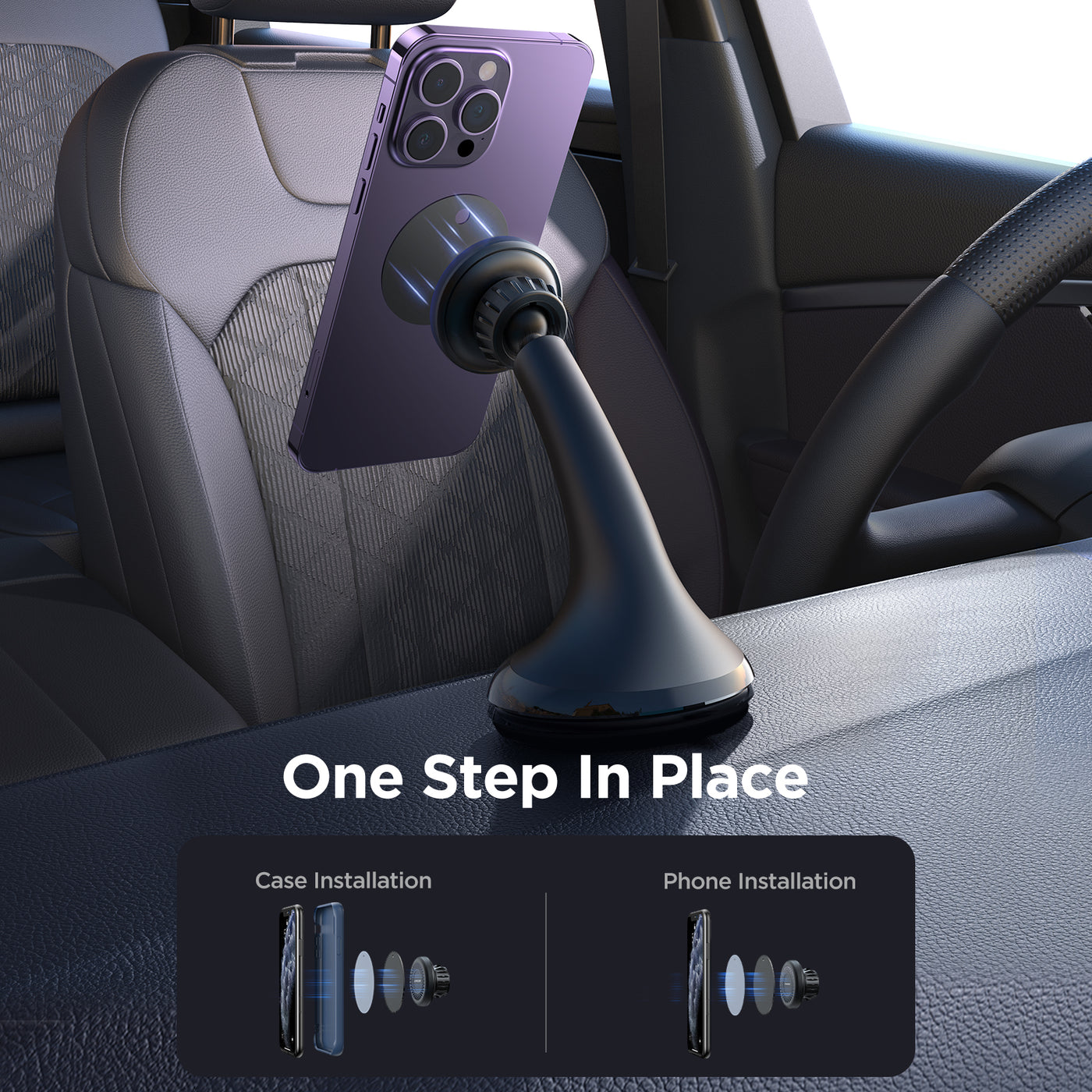 JR-ZS356 Magnetic Car Phone Mount (Windshield)-Black