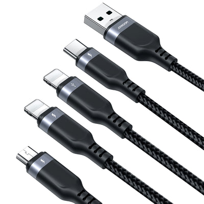 S-1T4018A18 Multi-Use 3.5A  Type-C*2+Lightning+Micro 4-in-1 Data Cable 1.2m-Black