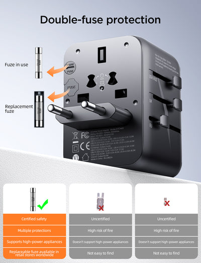 JR-TCW01 17W Universal Travel Adapter-Black