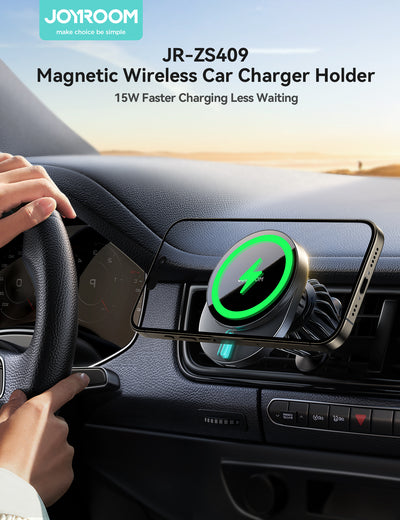 JR-ZS409 Magnetic wireless car charge holder-Black