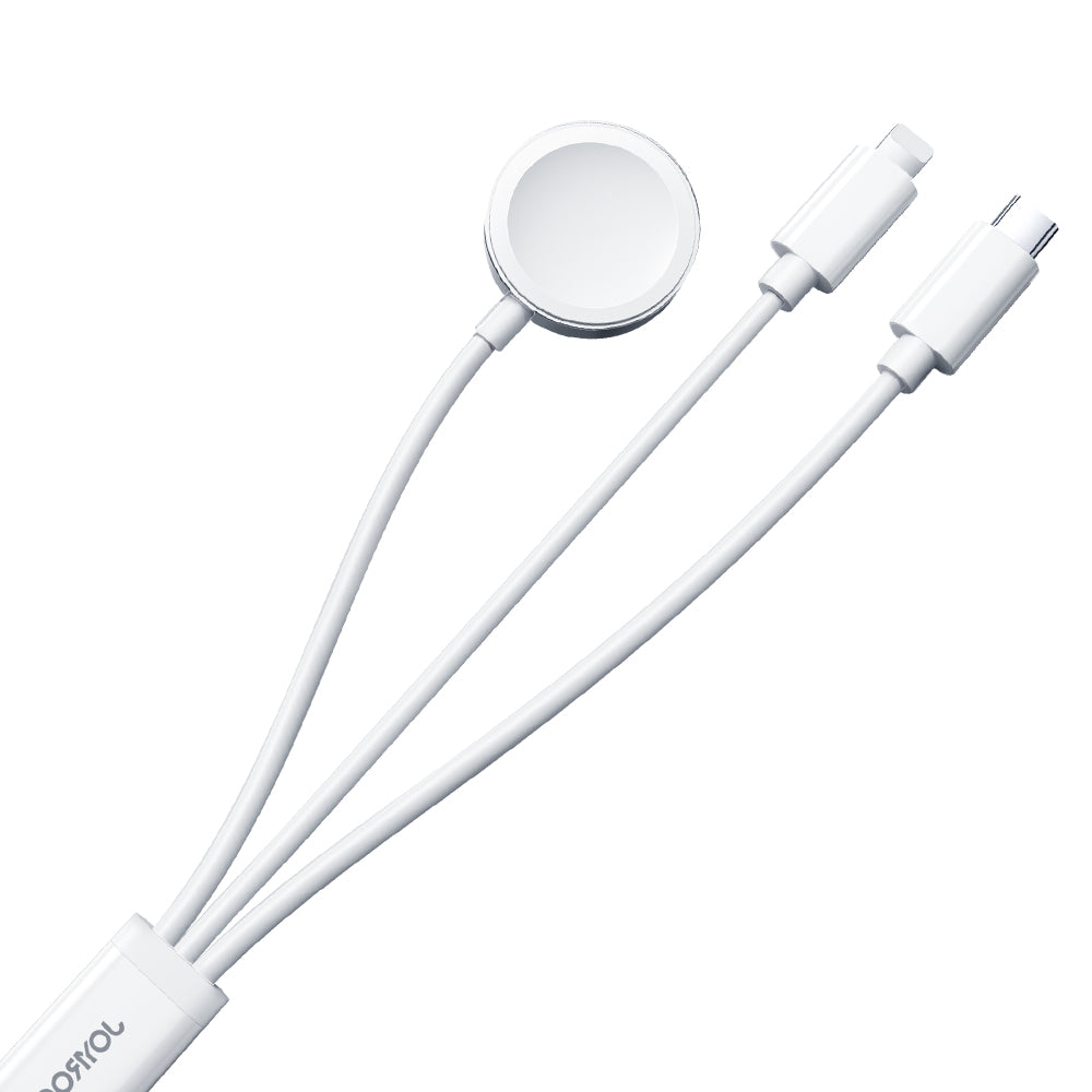 S-IW008 3-in-1 iP Watch Magnetic Charger+Lightning+Type-C cable (USB-A) 1.2m-White