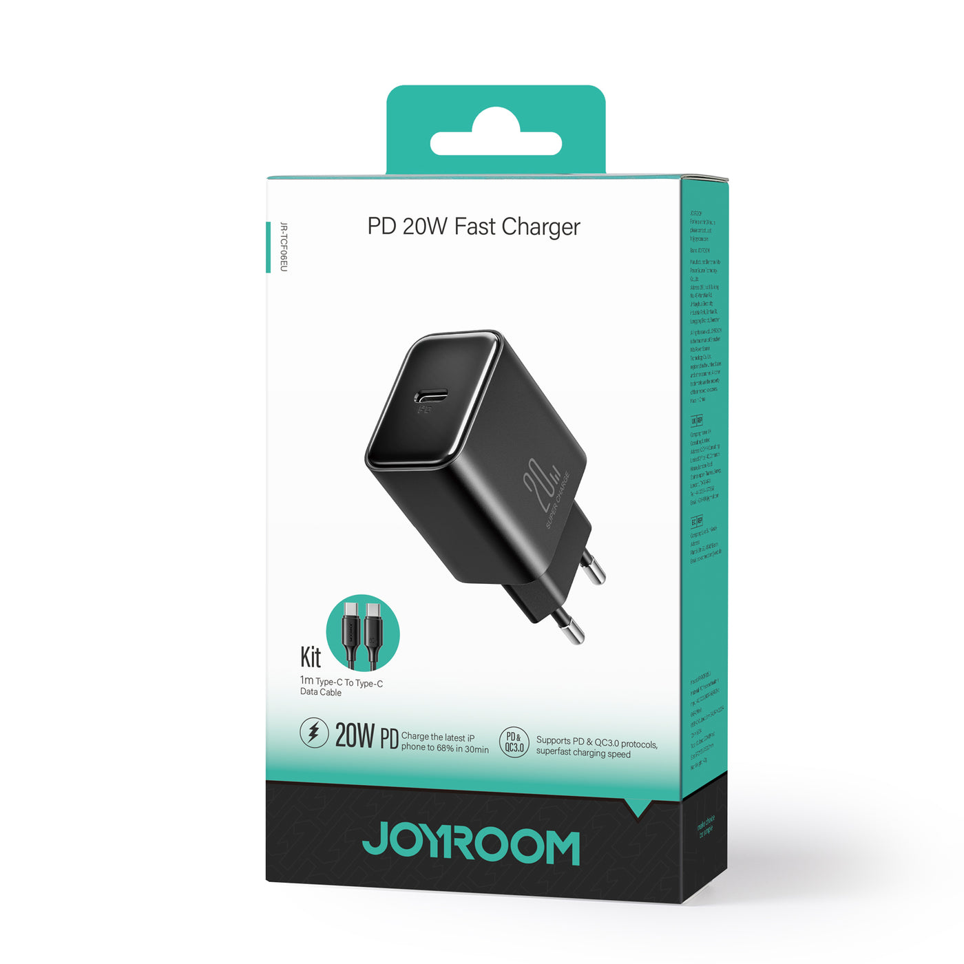 JR-TCF06 PD 20W Charger-White (EU)+C to C Cable 1m