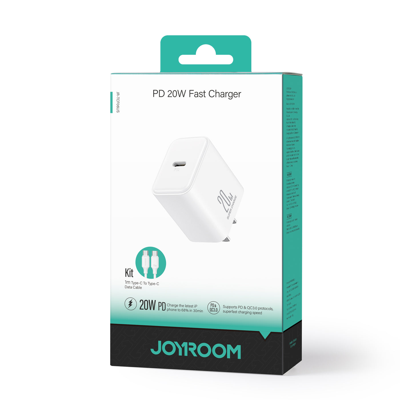 JR-TCF06 PD 20W Charger-White (EU)+C to C Cable 1m