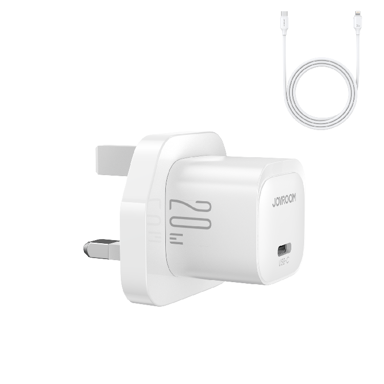 JR-TCF02 PD 20W mini Charger-black (UK)+C to L Cable 1M-EU/UK-White/Black