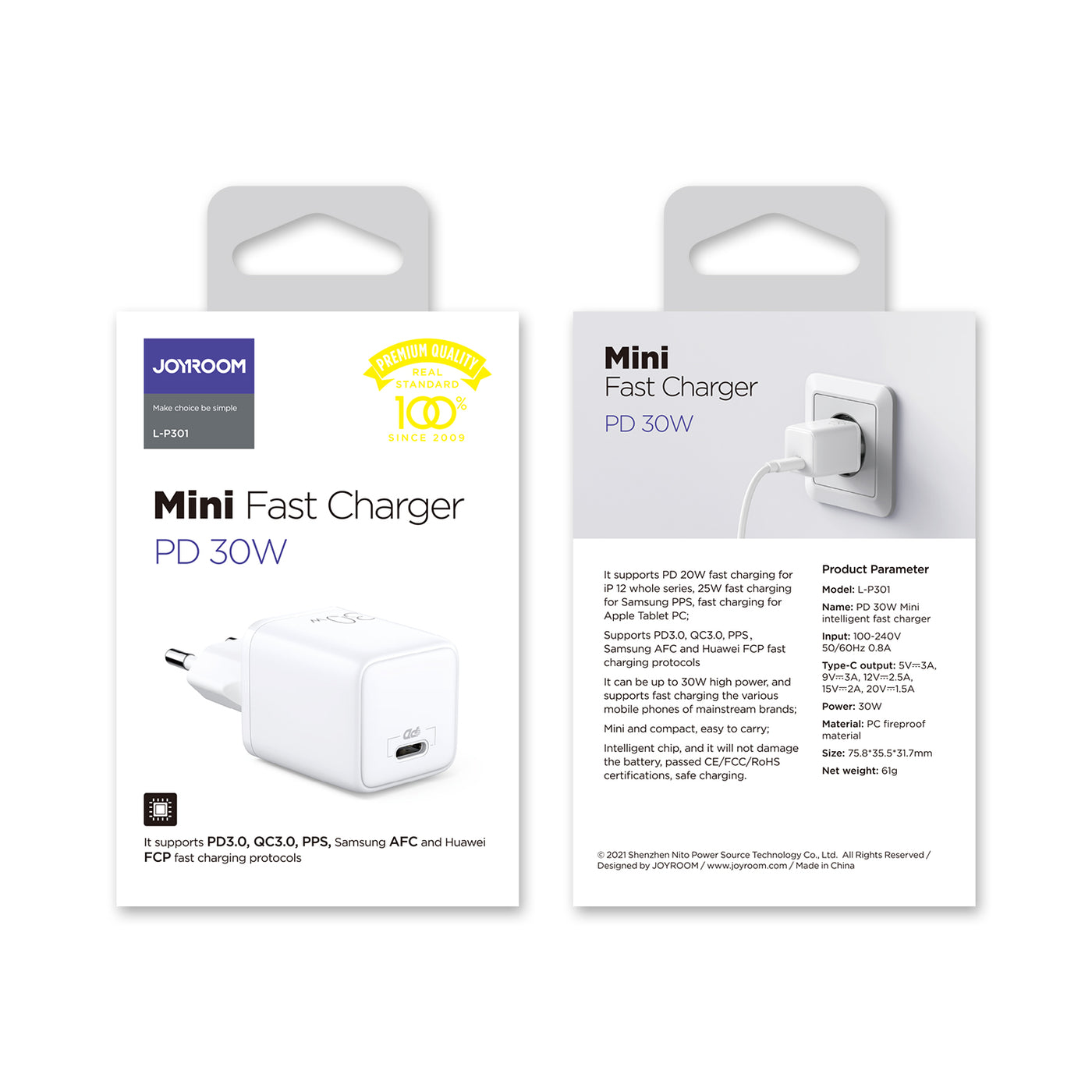 L-P301 PD 30W Mini intelligent fast charger EU/UK