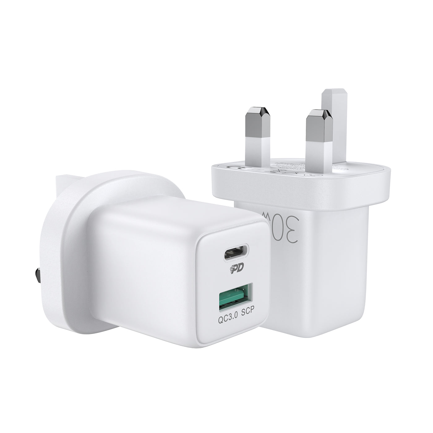 L-QP303 30W Mini intelligent dual port fast charger  (PD+QC3.0) EU/UK/CN