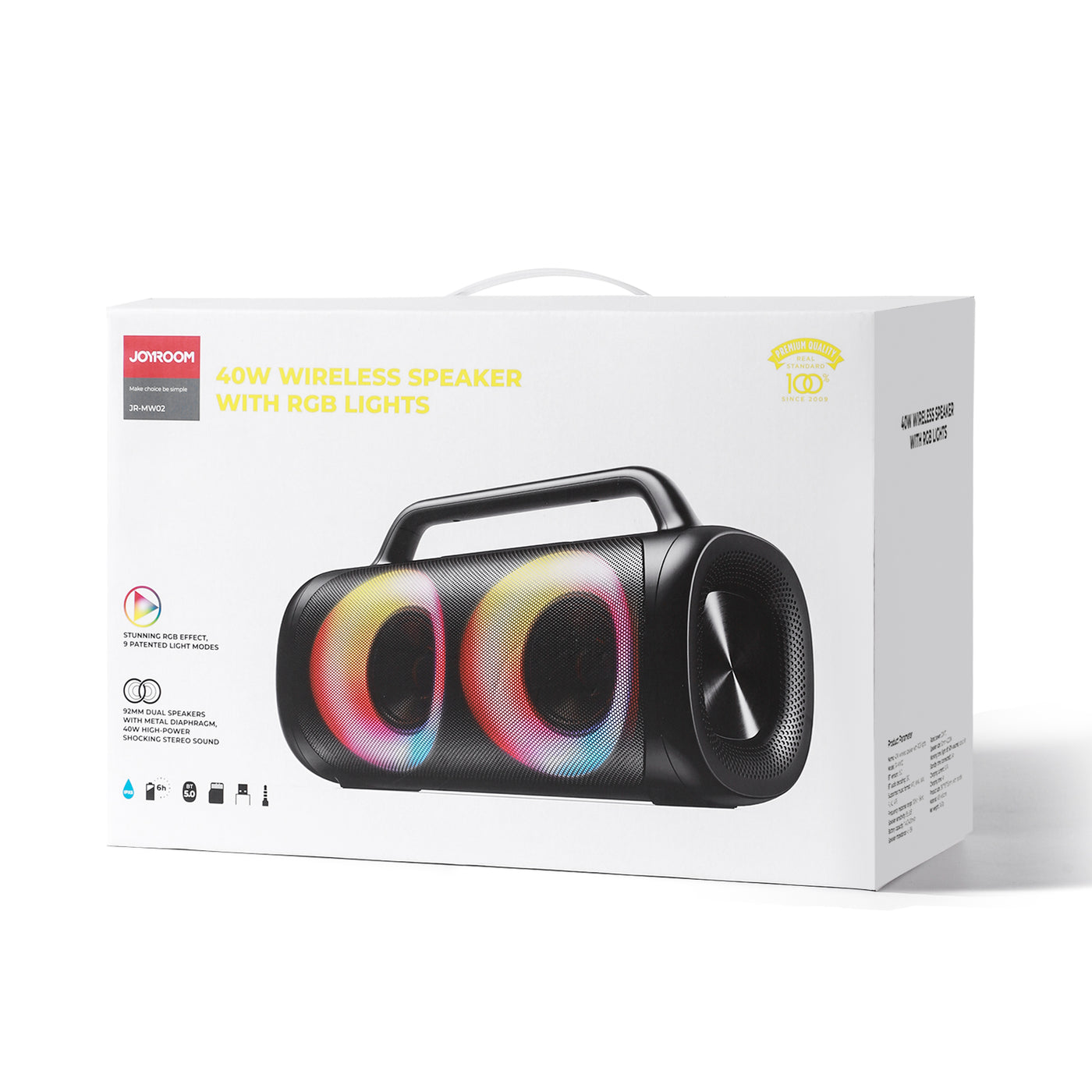 JR-MW02 40W Bluetooth Wireless Speaker with RGB lights