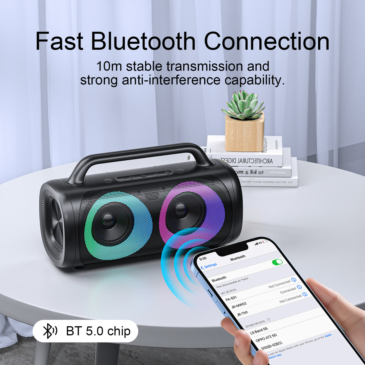 JR-MW02 40W Bluetooth Wireless Speaker with RGB lights