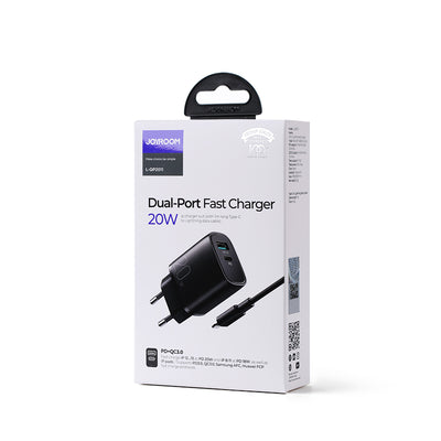 L-QP2011 PD+QC 20W Mini intelligent fast charger EU/UK with Lightning to Type c Cable