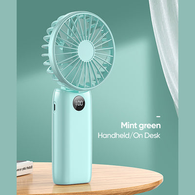 JR-CY451 Plain maple folding handheld fan (digital display)