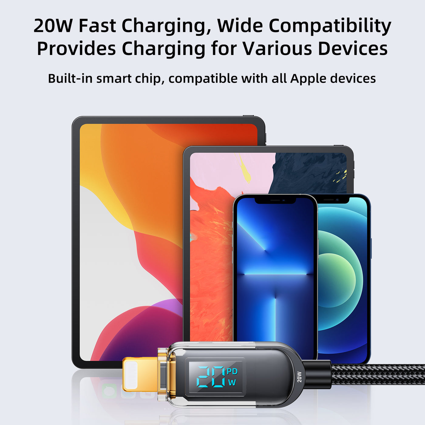 S-CL020A4 20W Digital Display Fast Charging Data Cable 1.2m Type c to Lightning Cable