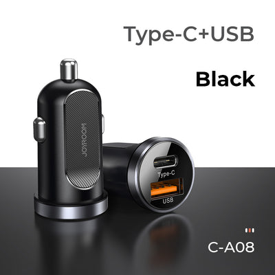 C-A08 Mini dual-port 30W smart car charger PD+QC3.0