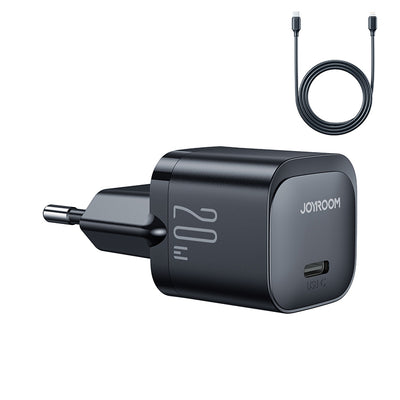 JR-TCF02 PD 20W mini Charger-black (UK)+C to L Cable 1M-EU/UK-White/Black