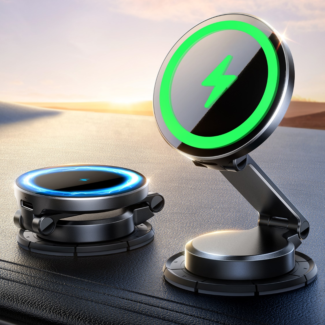 JOYROOM 15W Fast Wireless Charging Magnetic Car Phone Mount Holder with Foldable Metal Arm