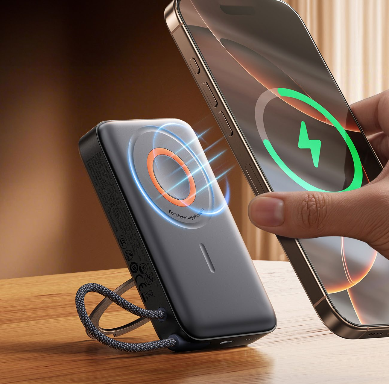 JOYROOM JR-PBM02 10000mAh 3-in-1 magnetic wireless power bank with built-in stand and 22.5W fast charging
