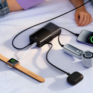 JOYROOM JR-PC2 20000mAh power bank with built-in three cables and smart digital display
