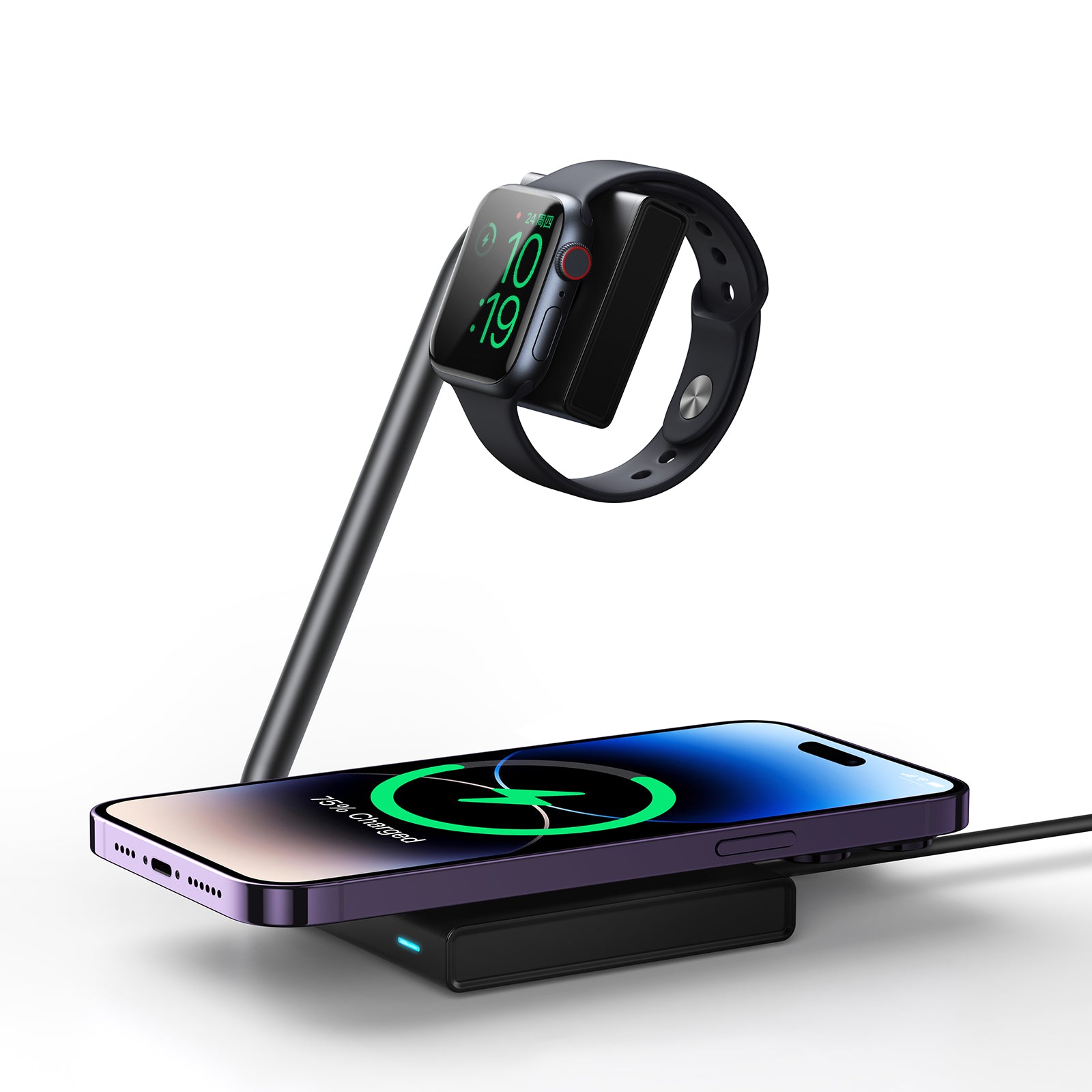 JR-WQN05 2 in 1 Foldable Wireless Charger-Black