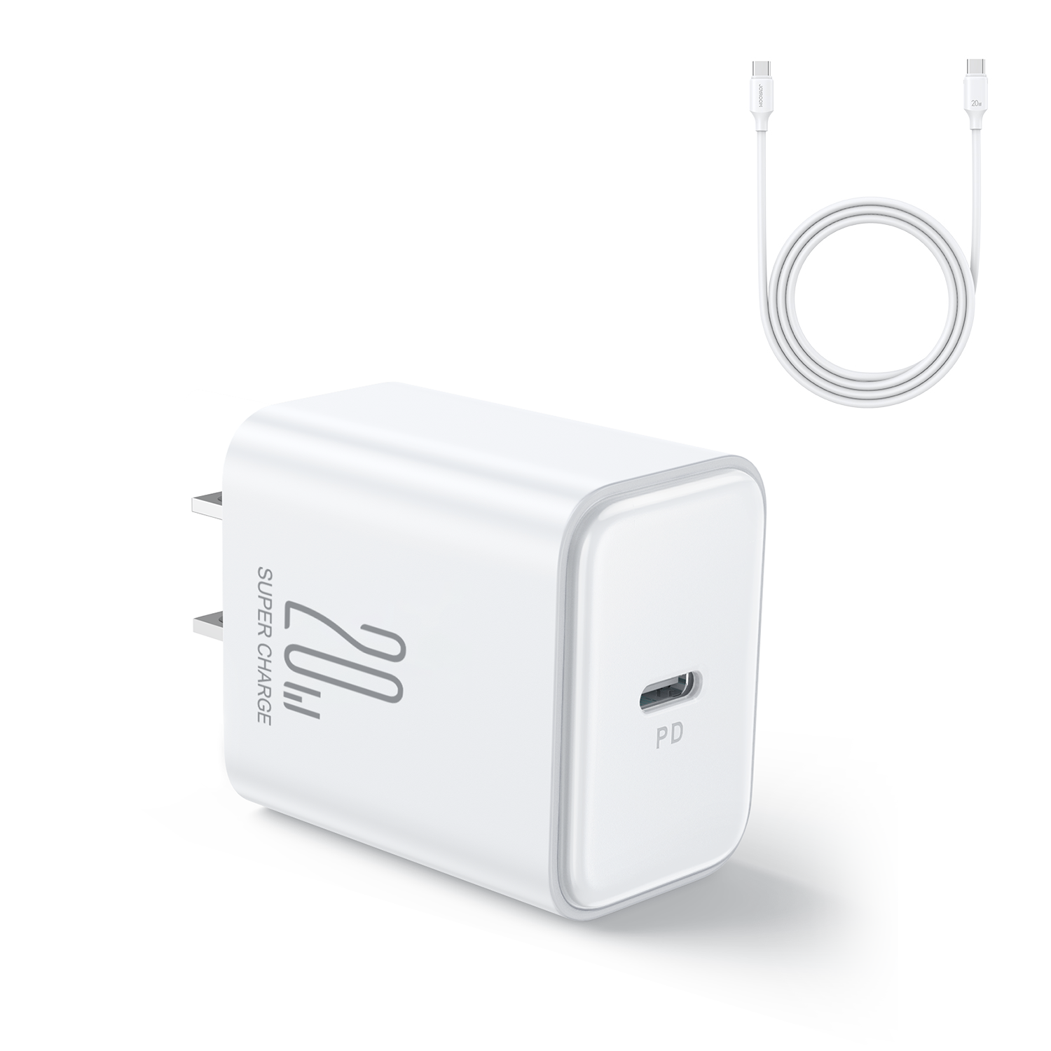 JR-TCF06 PD 20W Charger-White (EU)+C to C Cable 1m
