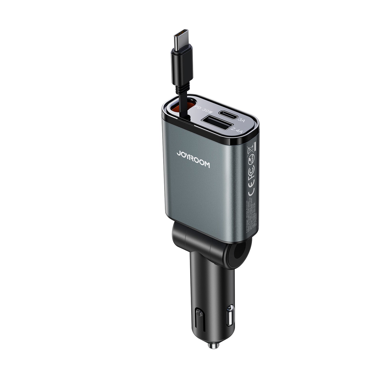 JR-CCL07 30W 3-in-1 Retractable Cable Car Charger