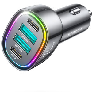JR-CL29 70W 4-Port Car Charger 2PD+2USB Car Charger-Black