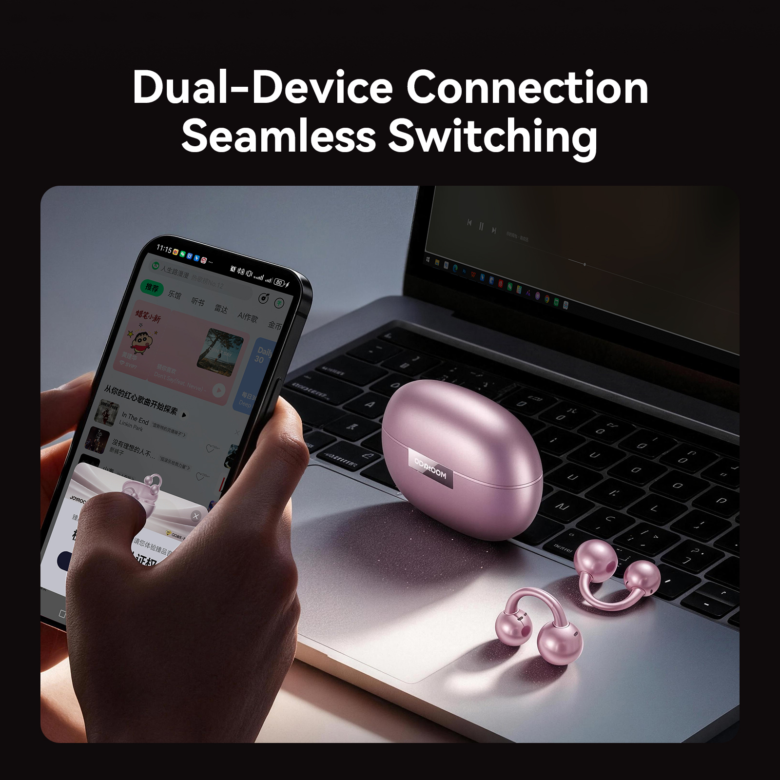 JR-OE5 AI Open-Ear AI True Wireless Earbuds Black-24