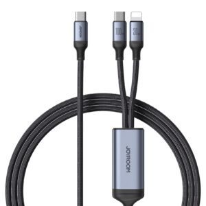 SA21-1T2 Speedy Series 100W 2-in-1 Fast Charging Cable (Type-C to L+C) 1.5m-Black