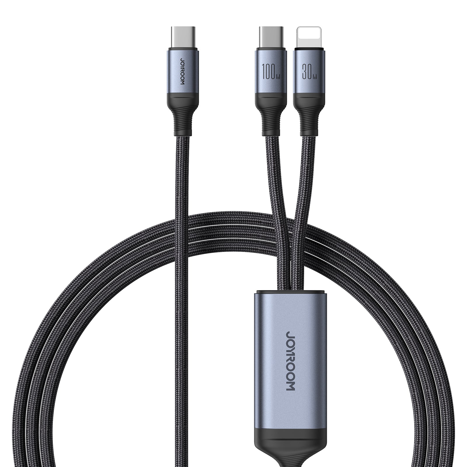 SA21-1T2 Speedy Series 100W 2-in-1 Fast Charging Cable (Type-C to L+C) 1.5m-Black
