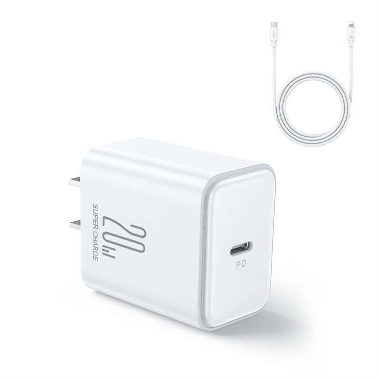 JR-TCF06 PD 20W Charger+C to L Cable 1m-EU/UK/US-White/Black