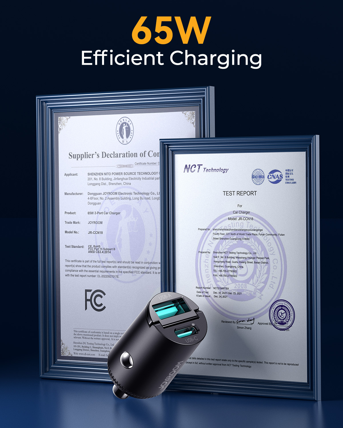 JR-CCN18 65W A+C Pull-Ring Style Mini Car Charger-12